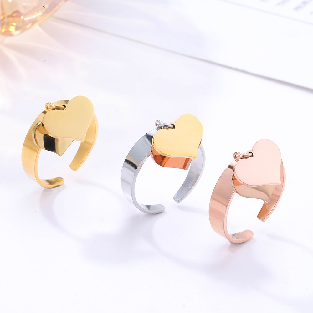 Nieuwkomers Dubbel Hart Liefde Rvs Ringen Goud Zilveren Bruiloft Engagement Charm Ringen Sieraden Party