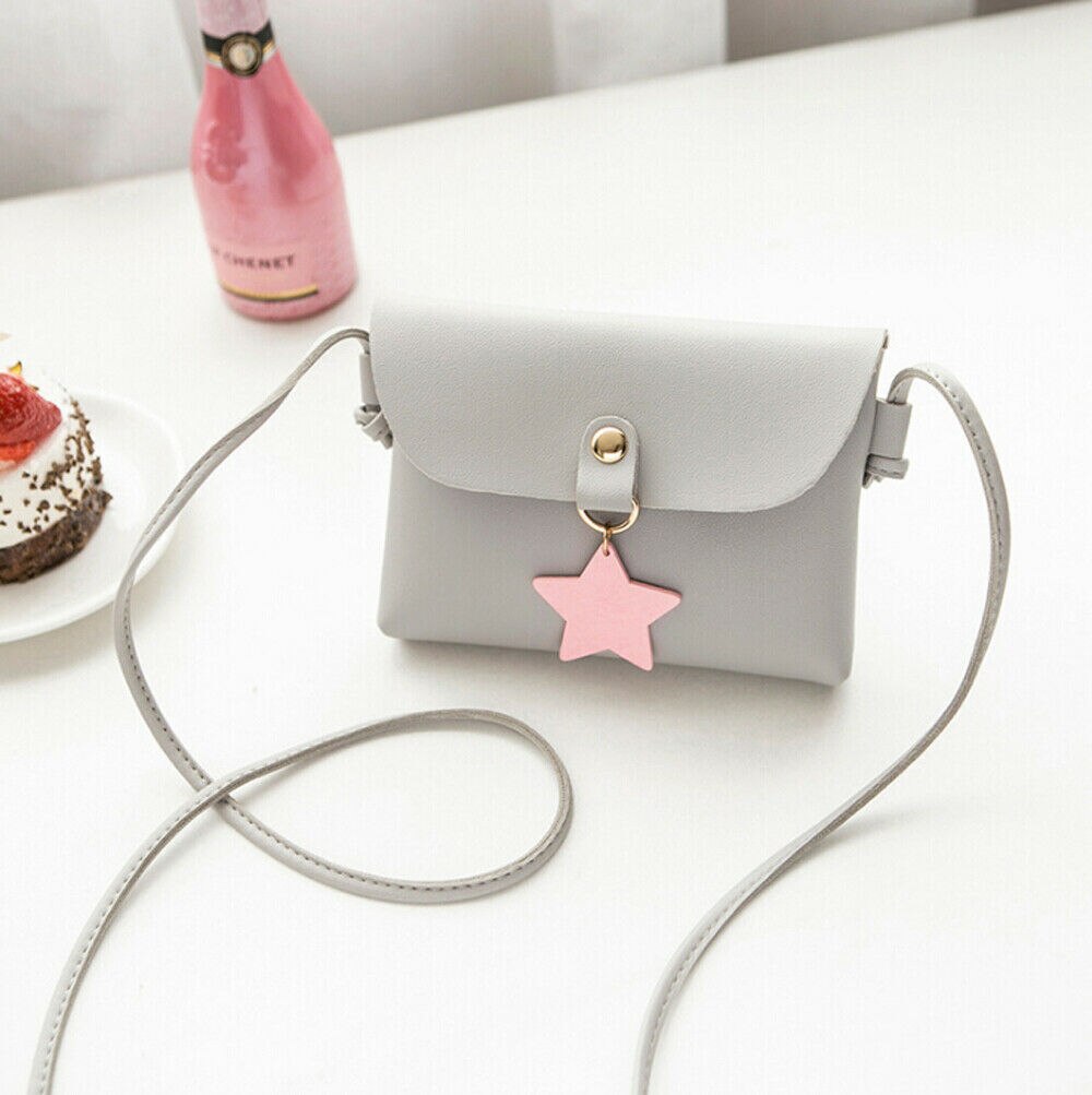 Kvinnor barn all-match nyckelmynt pursepu läder mini crossbody väska axelväskor handväska härlig: Grå