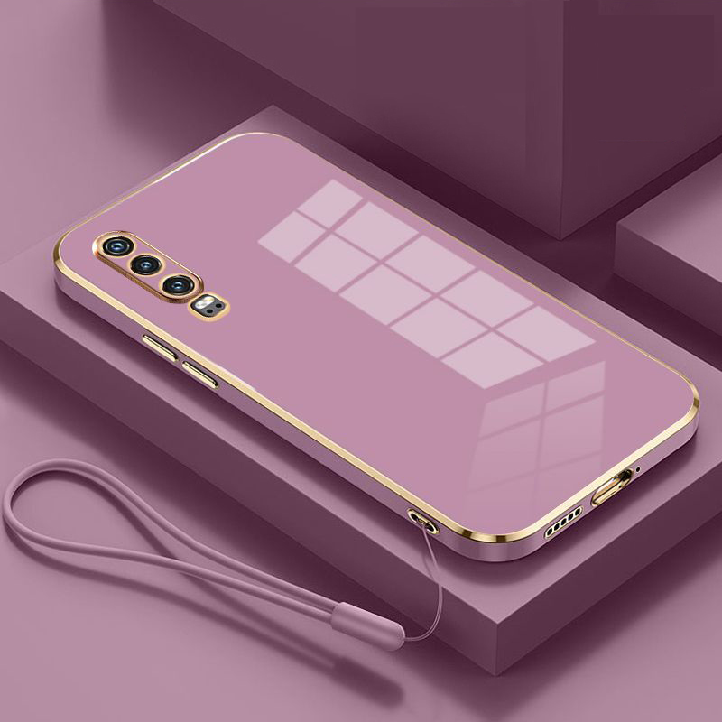 For Huawei P30 Case Luxury Square Plating ELE-L29, ELE-L09, ELE-L04 Phone Case ShockProof Silicone Back Cover Fundas: PURPLE