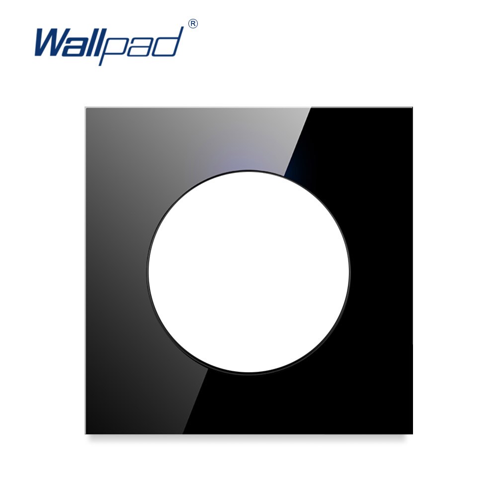 Wallpad Single Tempered Glass Panel Only 86*86mm White And Black Round Circle Glass Stainless Steel PC Panel: Glass Black