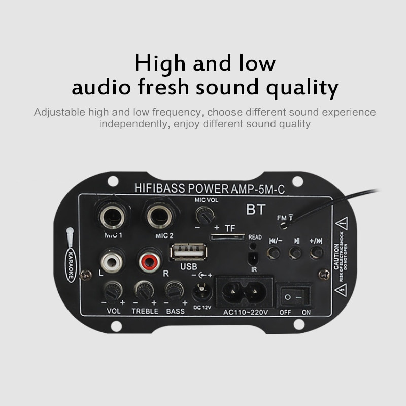 5" Car Bluetooth Mini Digital Amplifier Audio USB Amplifier Mono BT Function