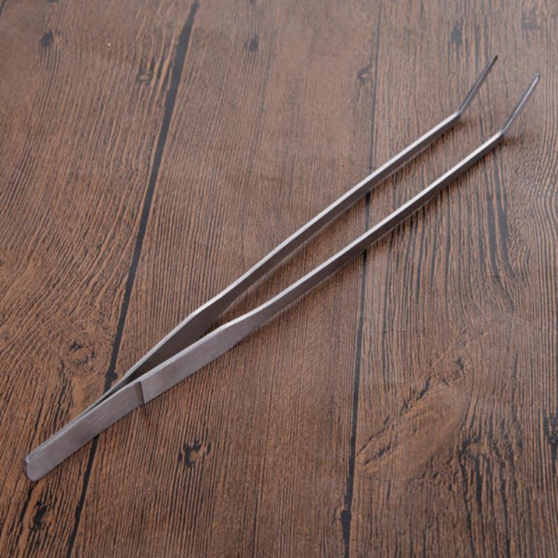 Lige/albue rustfrit stål tank pincet tang akvarie værktøj akvarium vandplanter pincet klip til rengøring værktøj: Albue