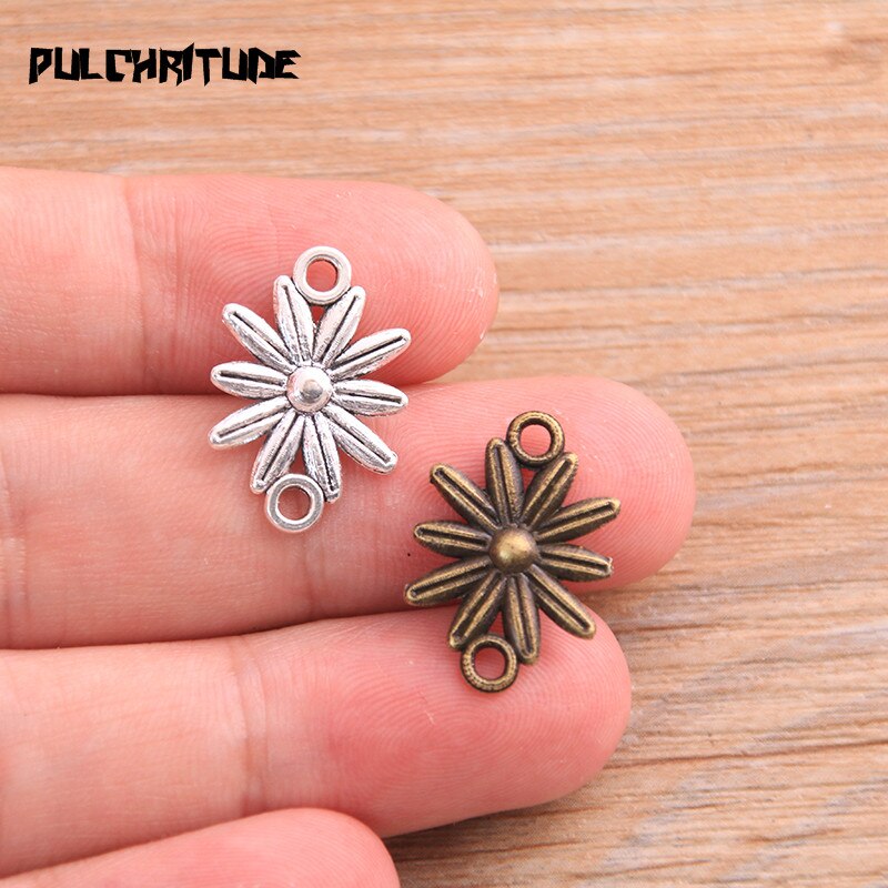 Pulchritude 30Pcs 14*20Mm Product Twee Kleur Bloem Charms Connector Sieraden Metalen Legering Sieraden Markering