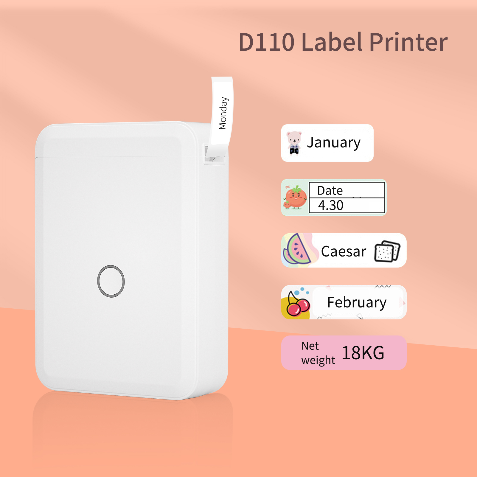 NIIMBOT D110 Label Printer Machine Mini Pocket Thermal Label Maker Printer All in One BT Connect Sticker Labeling Machine