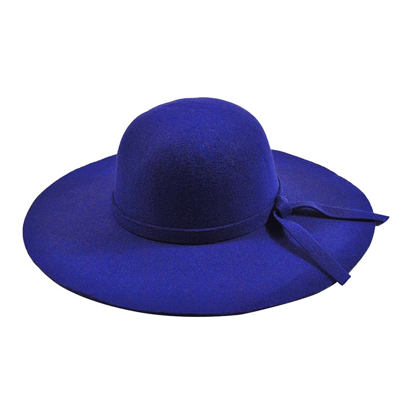 ¡Novedad! Sombrero Pillbox YIFEI, bombín Fedora sombrero de fieltro de ala ancha para mujer, gorra con lazo flexible para el sol, sombrero grande para mujer, 10 colores para exteriores