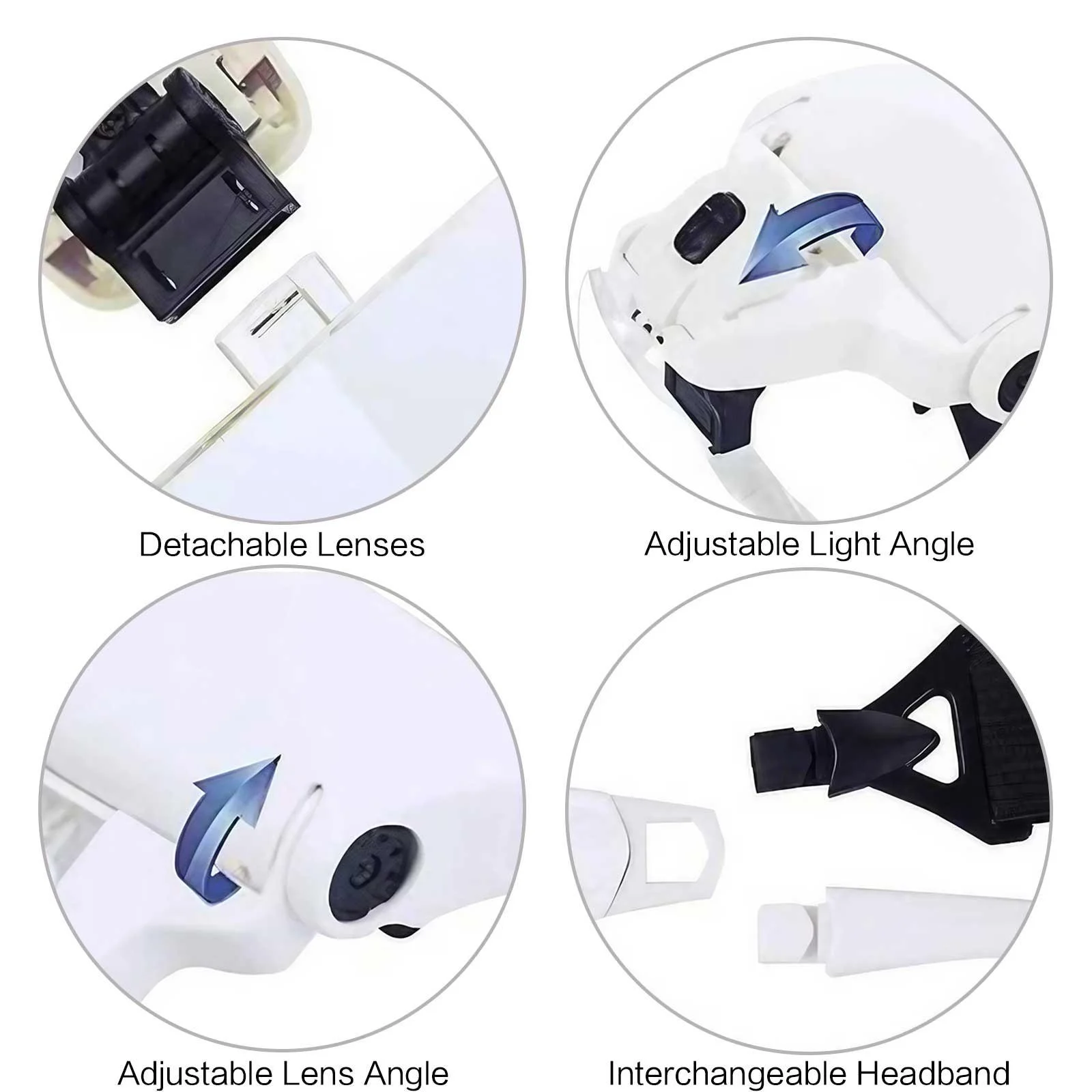 Vergrootglazen LED-licht Lampkop Loep Juwelier Hoofdband Vergrootglas Bril Optisch glas Gereedschap Reparatie Leesvergrootglas