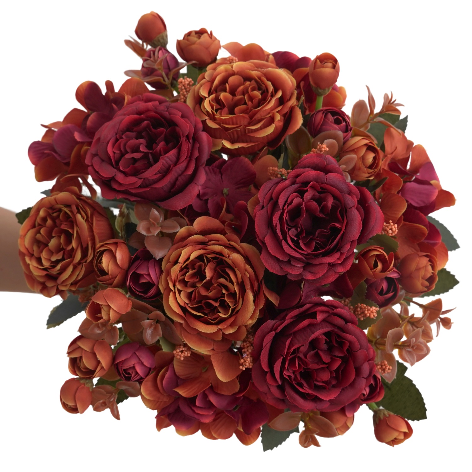 1/5 PCS Vibrant Autumn Artificial Peony & Hydrangea Bouquet | Fall Floral Arrangements for Wedding, Home, Room Party Decor