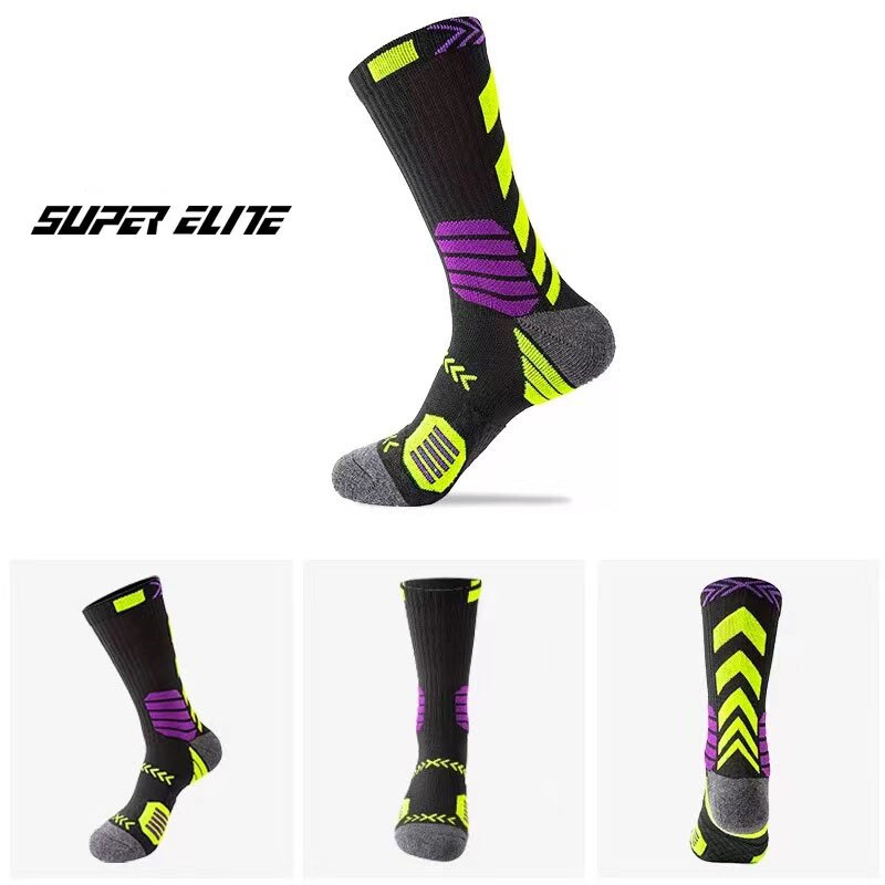 Original SUPER ELITE Lange Rohr Basketball Socken Größe 38-44 für Männer Frauen Atmungsaktiv Schweiß-absorbent Dicken Sport socken Nicht-slip: Black Green