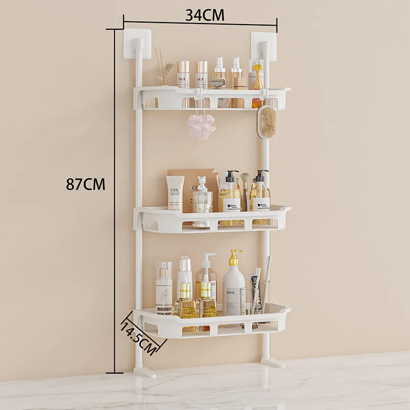 Support mural de salle de bain, panier suspendu à Double couche, support multifonctionnel en plastique, accessoires de salle de bains: kaki foncé