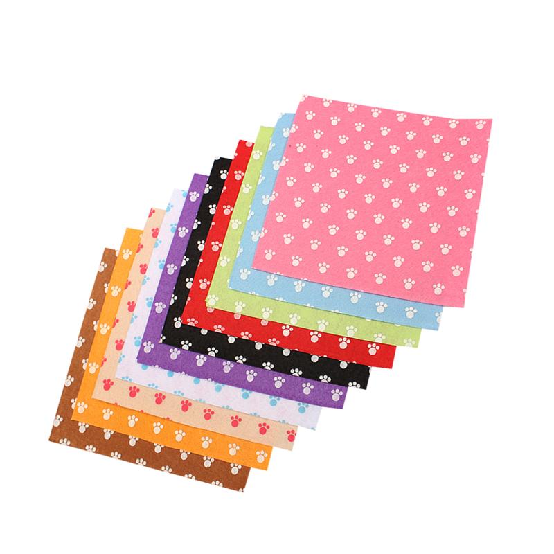 20 stuks handwerk diy non-woven stof materiaal diy accessoires voor speelgoed kunst knutselen 30 x 30cm( kittenpoot patroon , 10 kleuren)