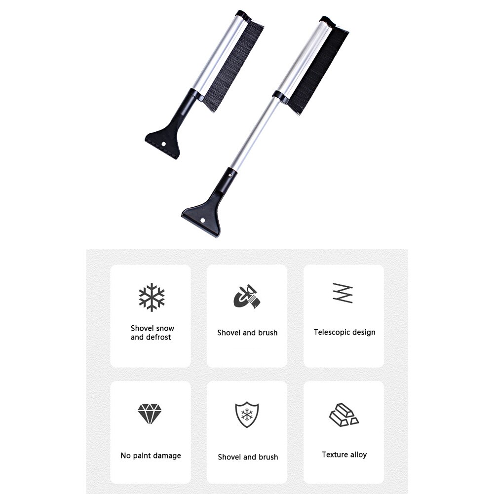Auto Voorruit Schoner Draagbare Multifunctionele 3 In 1 Telescopische Uitschuifbare Sneeuw Borstel Voor Winter Voertuig Voorruit Cleaner