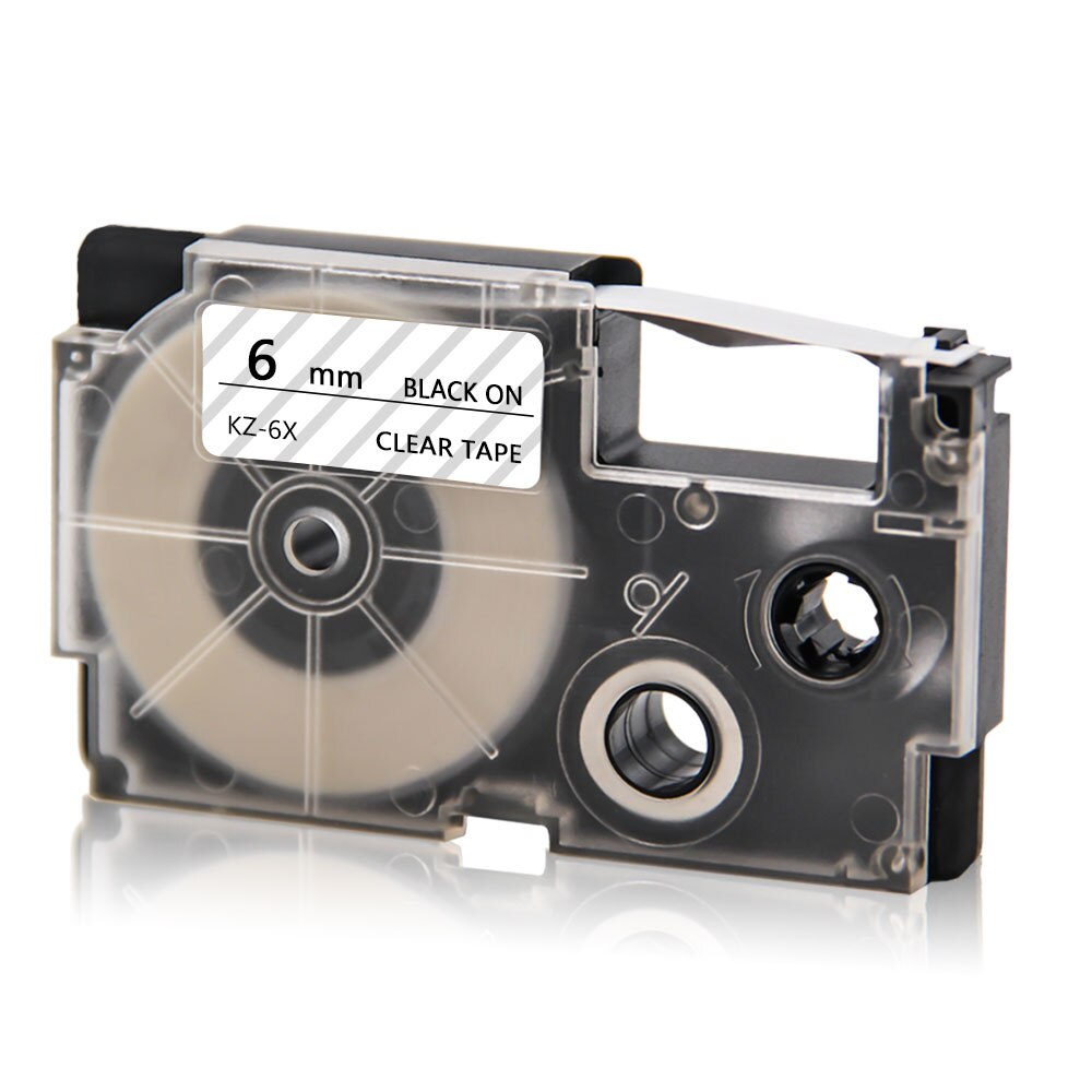 Absonic Compatible for Casio XR-6YW Labels Tape EZ-Label Printer for KL-60 KL-120 KL-820 KL-60SR KL-70e KL-100e KL-100 KL-200: Black on Clear