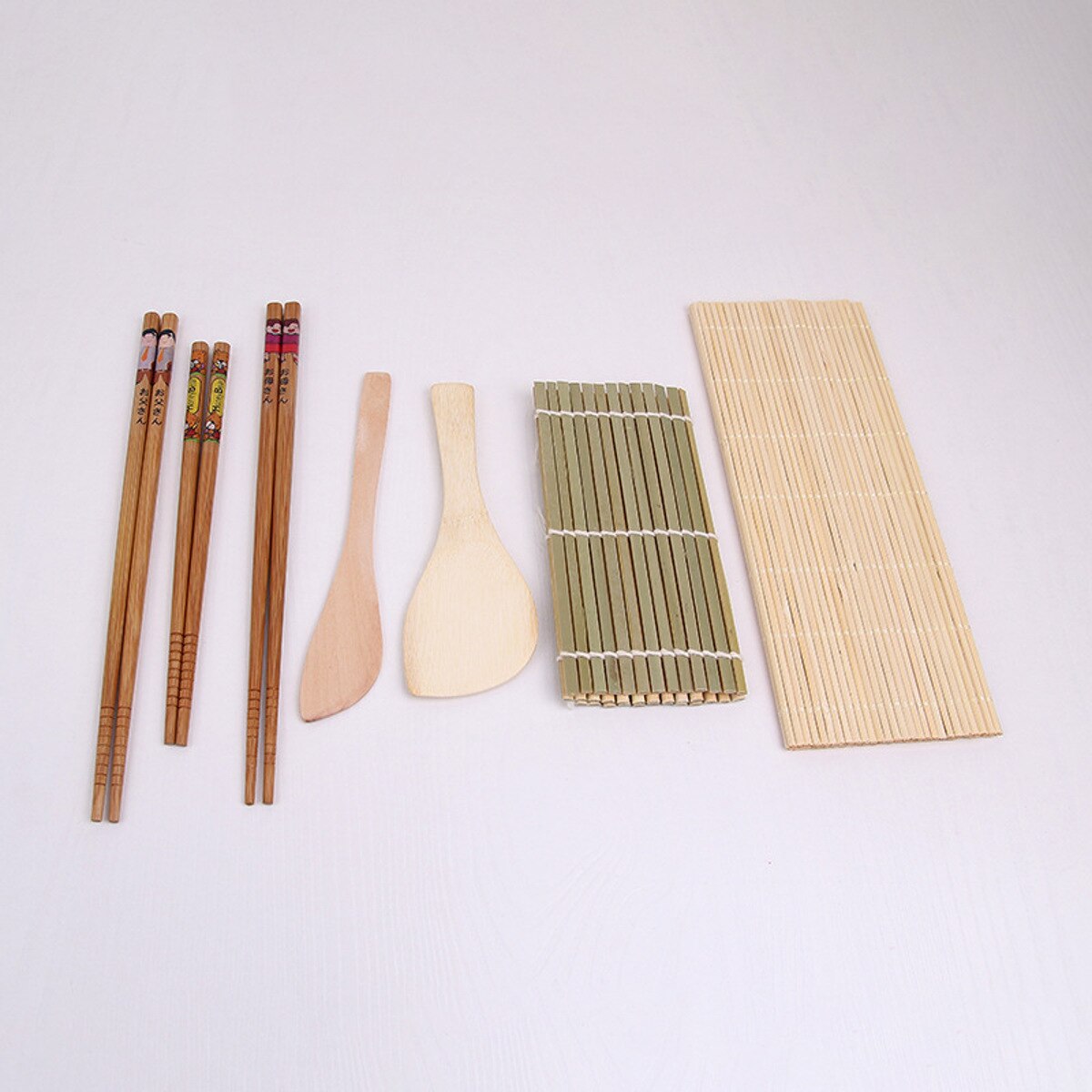 Diy bambus rullemåtter spisepinde ris spreder ske hjemmelavet sushi kit hjælper køkken madlavning sushi værktøjer gadgets 7 stk/sæt