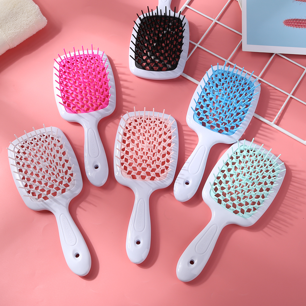 Cepillo de pelo enredado para niña, peines de pelo de dientes anchos, placa grande, masaje del cuero cabelludo, ahuecamiento, herramienta transparente para salón en casa