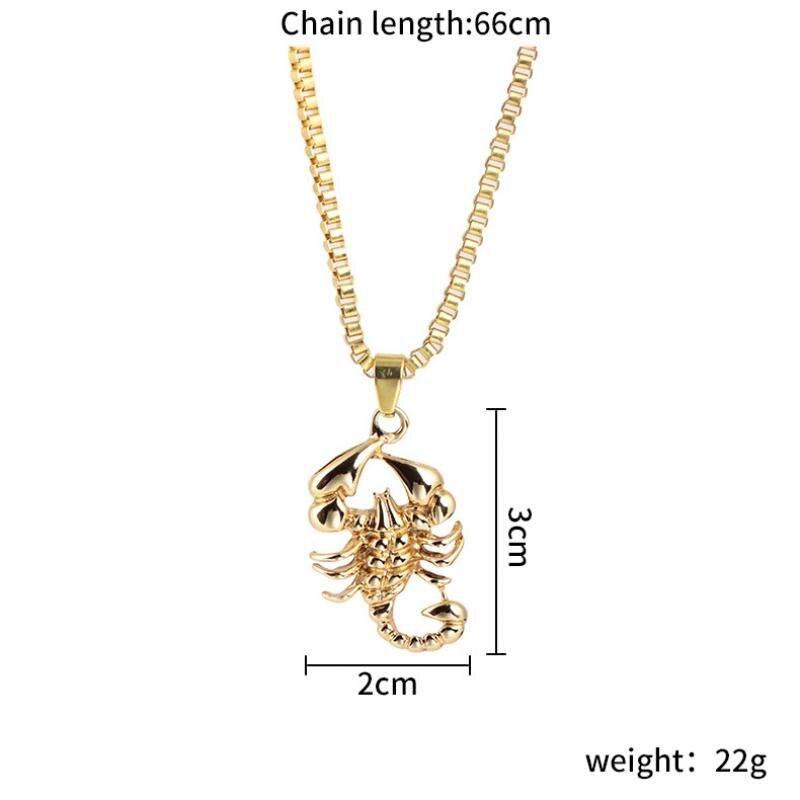 Hiphop Personality Scorpion Shape Pendant Necklace Men Luxury Statement Gold Punk Alloy Accessories Jewelry