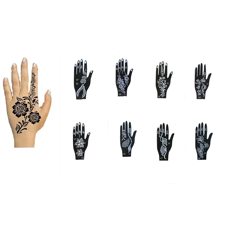 Henna mall tatuering  (16 bilder) självhäftande vacker kroppskonst mall