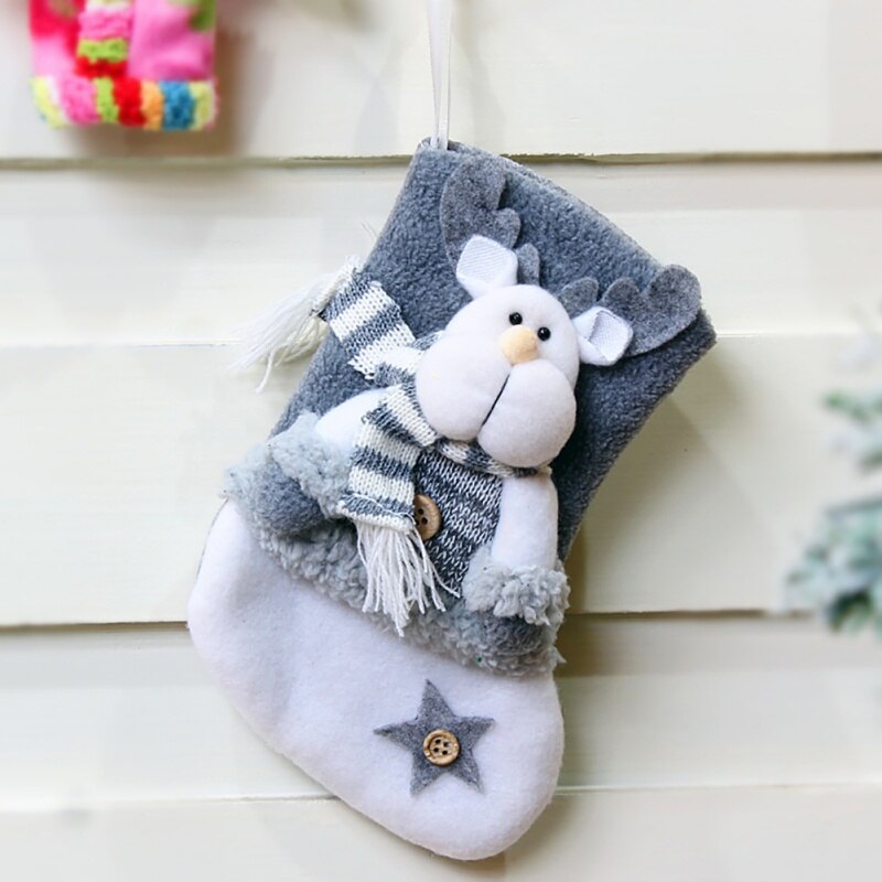 Decoración del hogar medias de Navidad lindo caramelo bolsa de novedad Elk Navidad decoración Calcetines niños: C