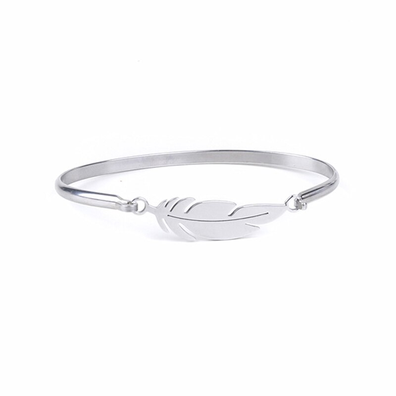 Stainless Steel 4-Styles Heart Leaf Bracelets Luxurious Jewelry For Women Silver Color Love Bangles Christmas: 03