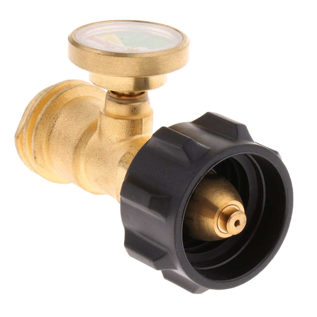 QCC1 Propane Tank Adapter QCC1 Fitting with Gas Gauge for BBQ Grill Outdoor Camping Cooking