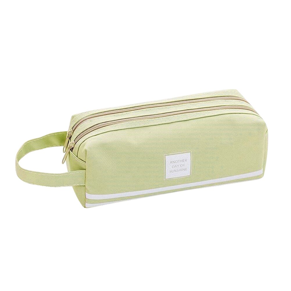 Estojo de lápis feminino para armazenamento, bolsa para lápis, canetas, 2 compartimentos: green