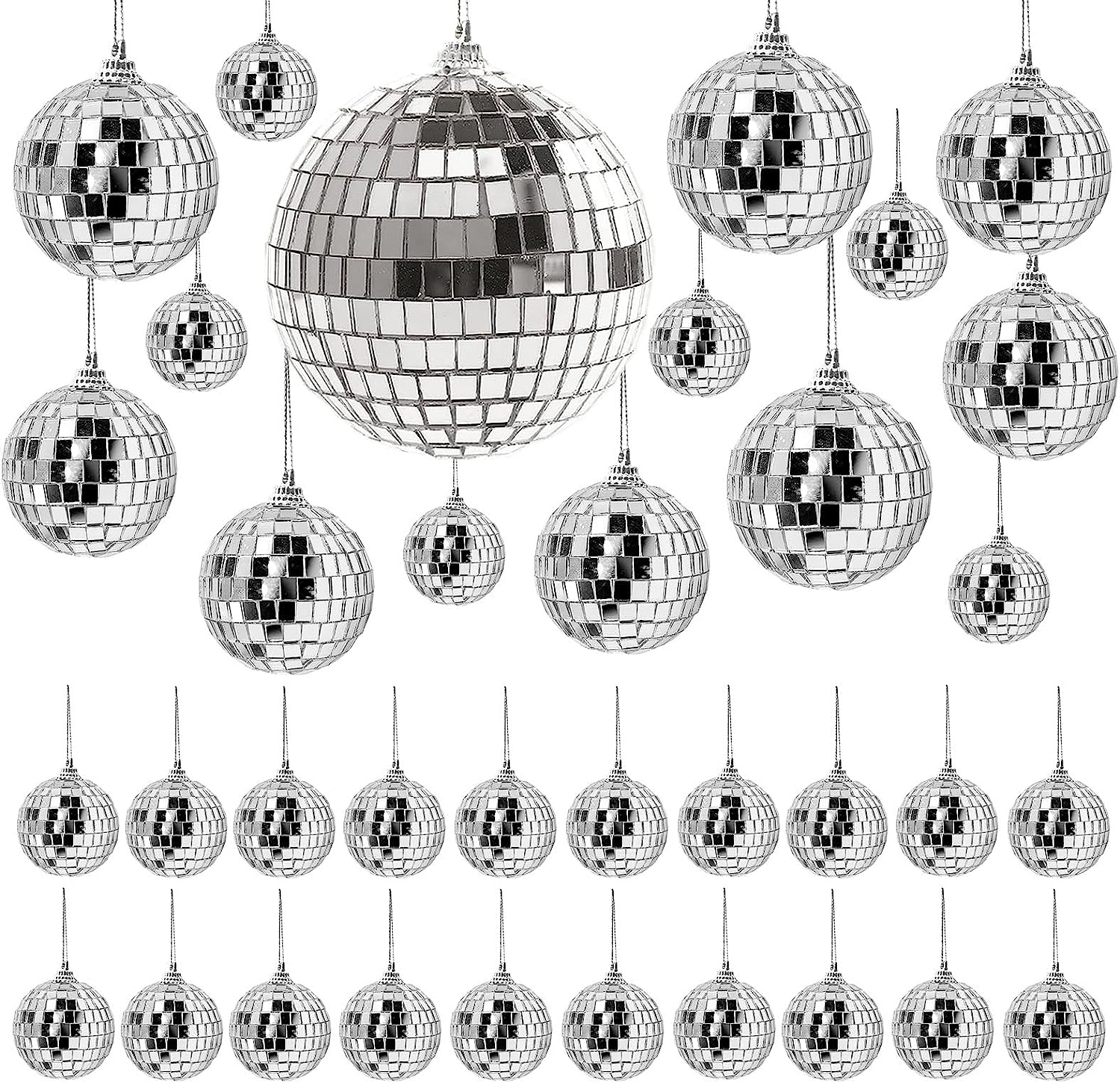 Bola de discoteca con espejo de 2-10cm, decoraciones de de los años 70, adornos colgantes reflectantes para decoración de pasteles de de cumpleaños, suministros de boda