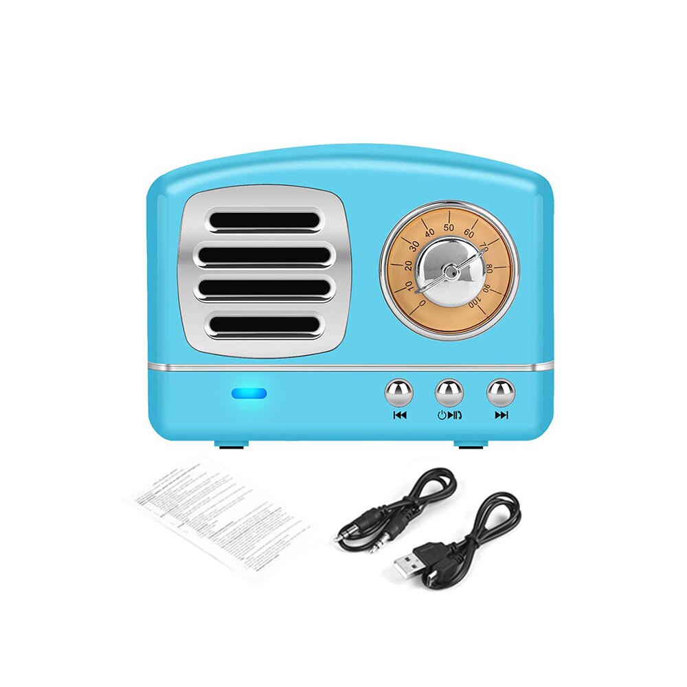 Protable Rechargeable Wireless Stereo Retro Speaker BT Conncetion TF Card USB AUX Input for Travel Kitchen Bedrooms Usage