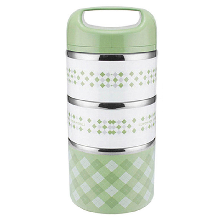 Japanse Thermos Lunchbox Voor Voedsel Container Draagbare Thermische Lunchbox Leuke Bento Lunchbox Lekvrij 2 3 Lagen: A-green-3