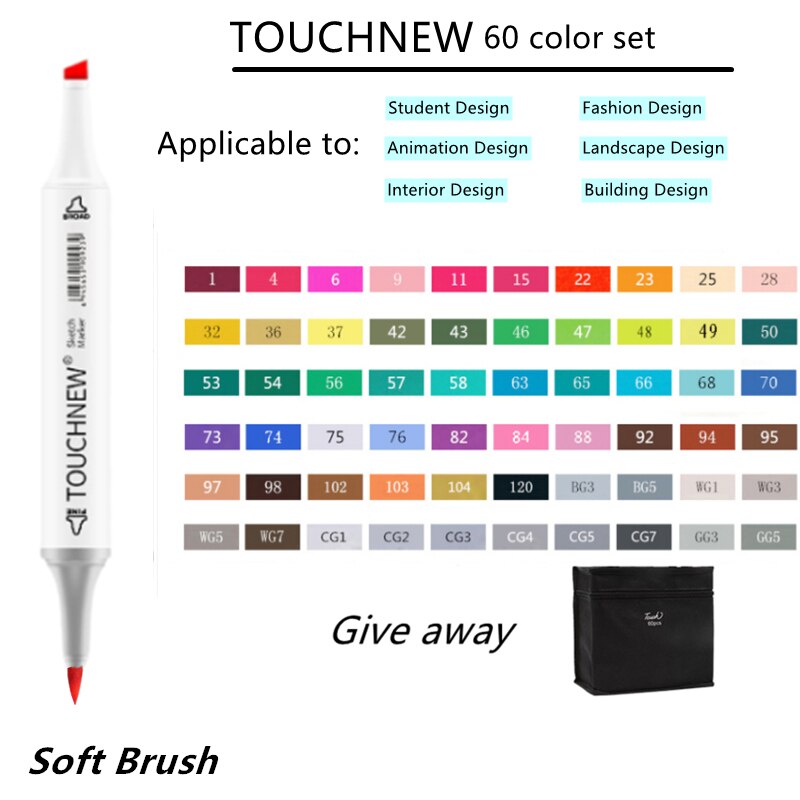 TOUCHNEW Sketching markers Soft brush Marker pen set brush marker alcohol-based marker comic drawing animation art supplies: Lavender