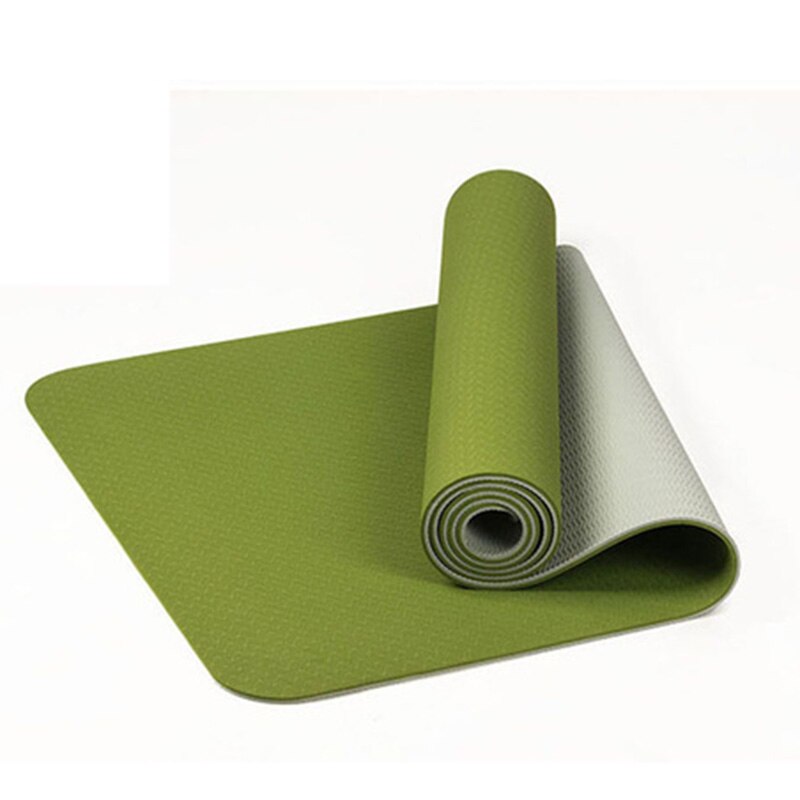 TPE Yoga Mat - 183x61cm - 6mm Thick - Non-Slip - Home Fitness Gym: Green