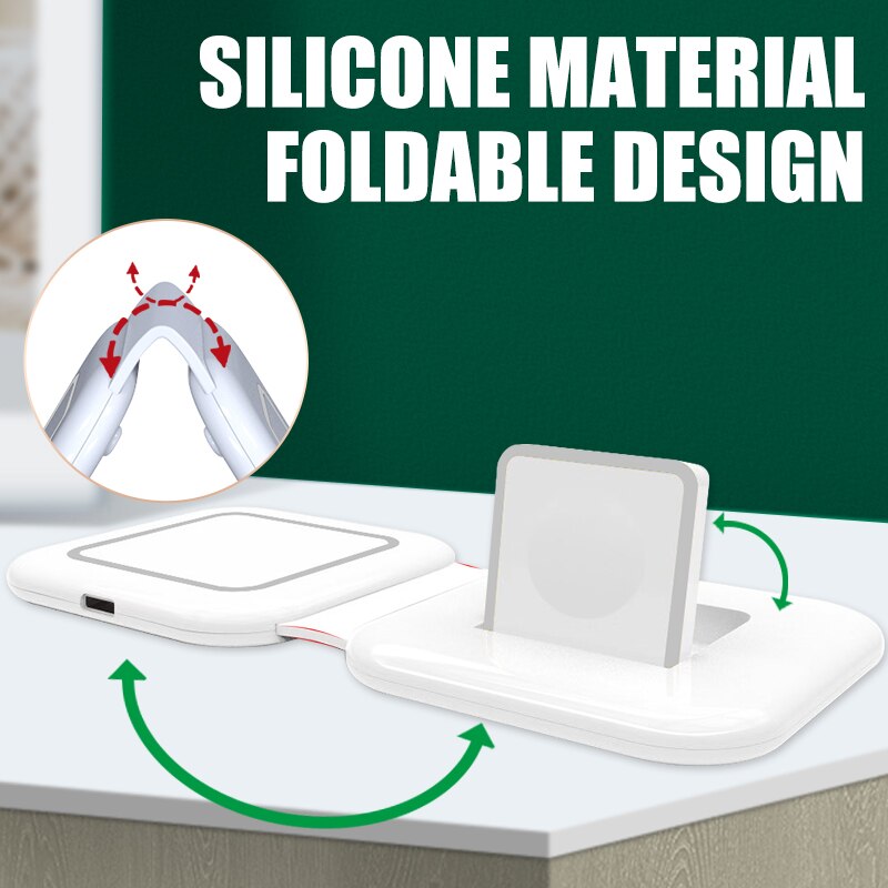 2 In 1 Vouwen Magnetische Qi Draadloze Oplader Stand Draadloze Oplader Snel Opladen Voor Apple Horloge 6 5 4 3 2 1SE/Iphone 12 11 Xs 8