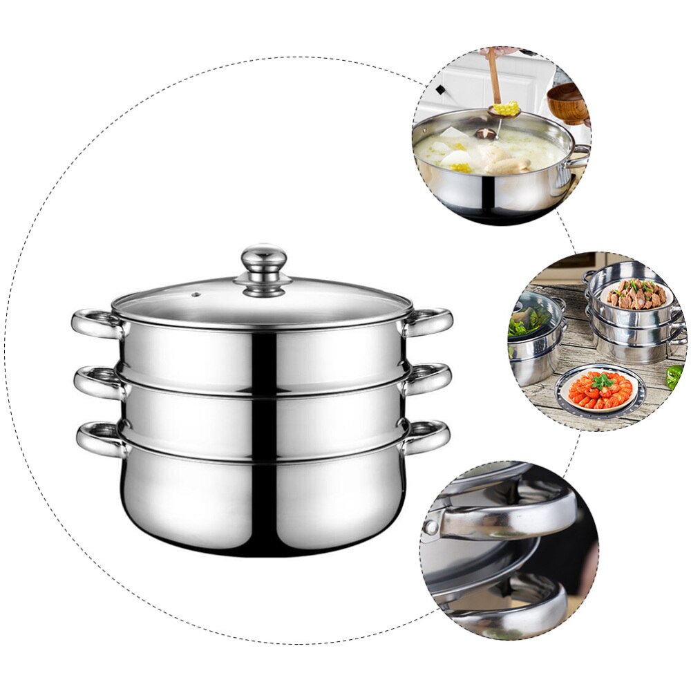 Stainless Steel Stockpot for Home (Tree-Layer, Super Thick-28cm)