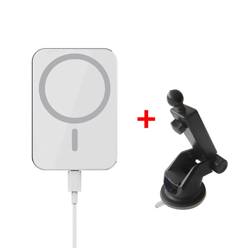 For Macsafe Charger Car 15W Fast Magnetic Wireless Charger For iPhone 13 12 Pro Max Mini Macsafing Car Mount carregador sem fio: White - Sucker