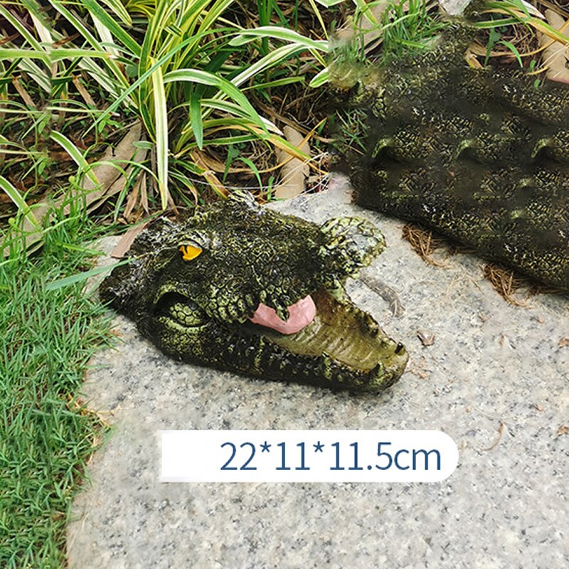 Cabeza de cocodrilo de Animal flotante para estanque de jardín, artesanía de resina, ornamento, parque, piscina, parodia de natación, decoraciones de simulación,: 2