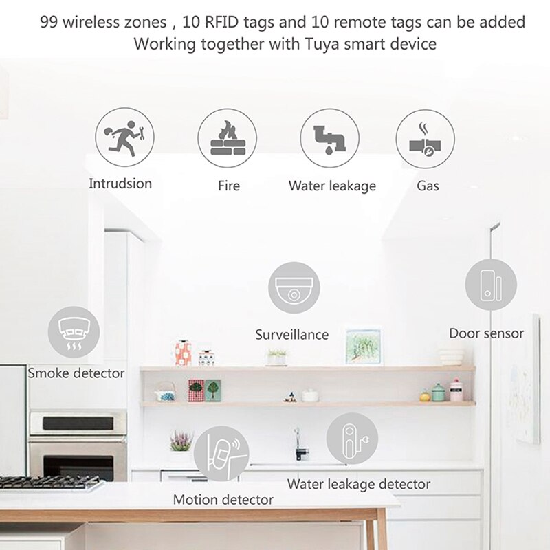 WiFi GSM Home Security Alarm System Tuya Smart Burglar Alarm Kit with 43Hz Wireless Detectors EU Plug