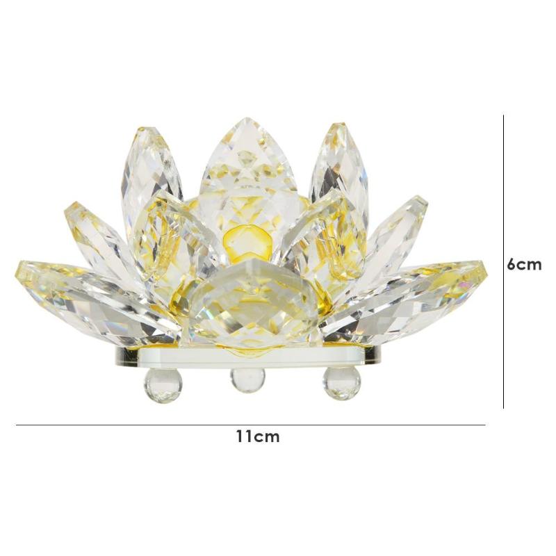 Suporte de vela de lótus transparente colorido cristal rack castiçal ornamento presente casa templo budista decoração: C