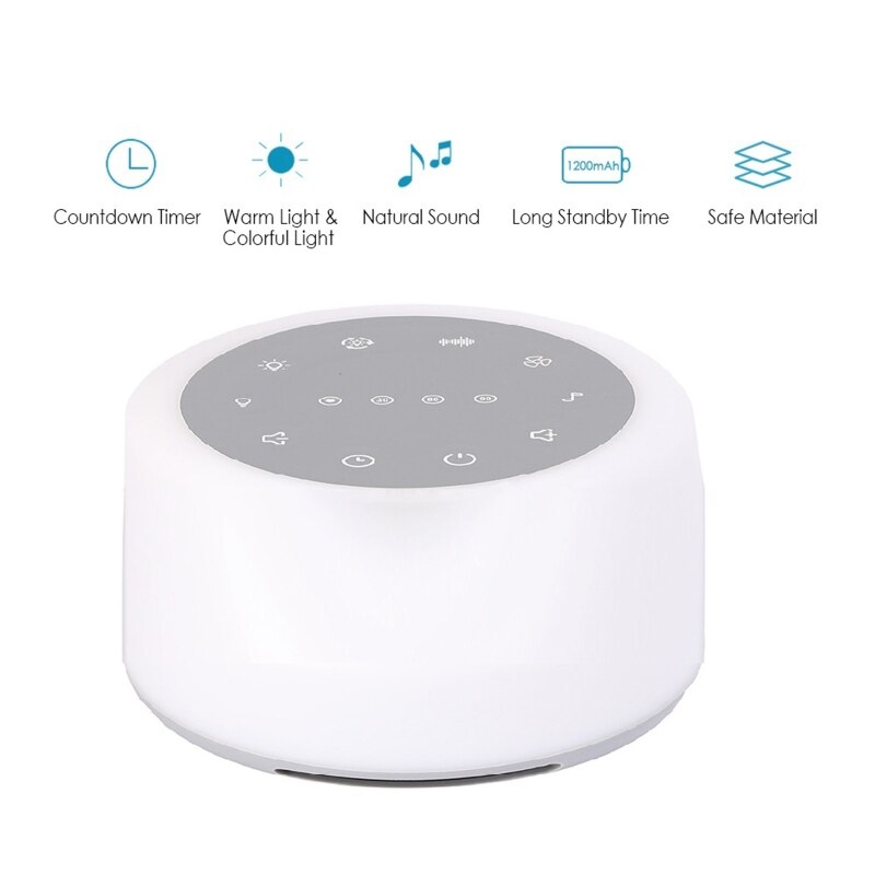 B2EB White Noise Sound Machine Mood Light suoni naturali musica per dormire suono naturale macchina temporizzazione sonno per Babyroom