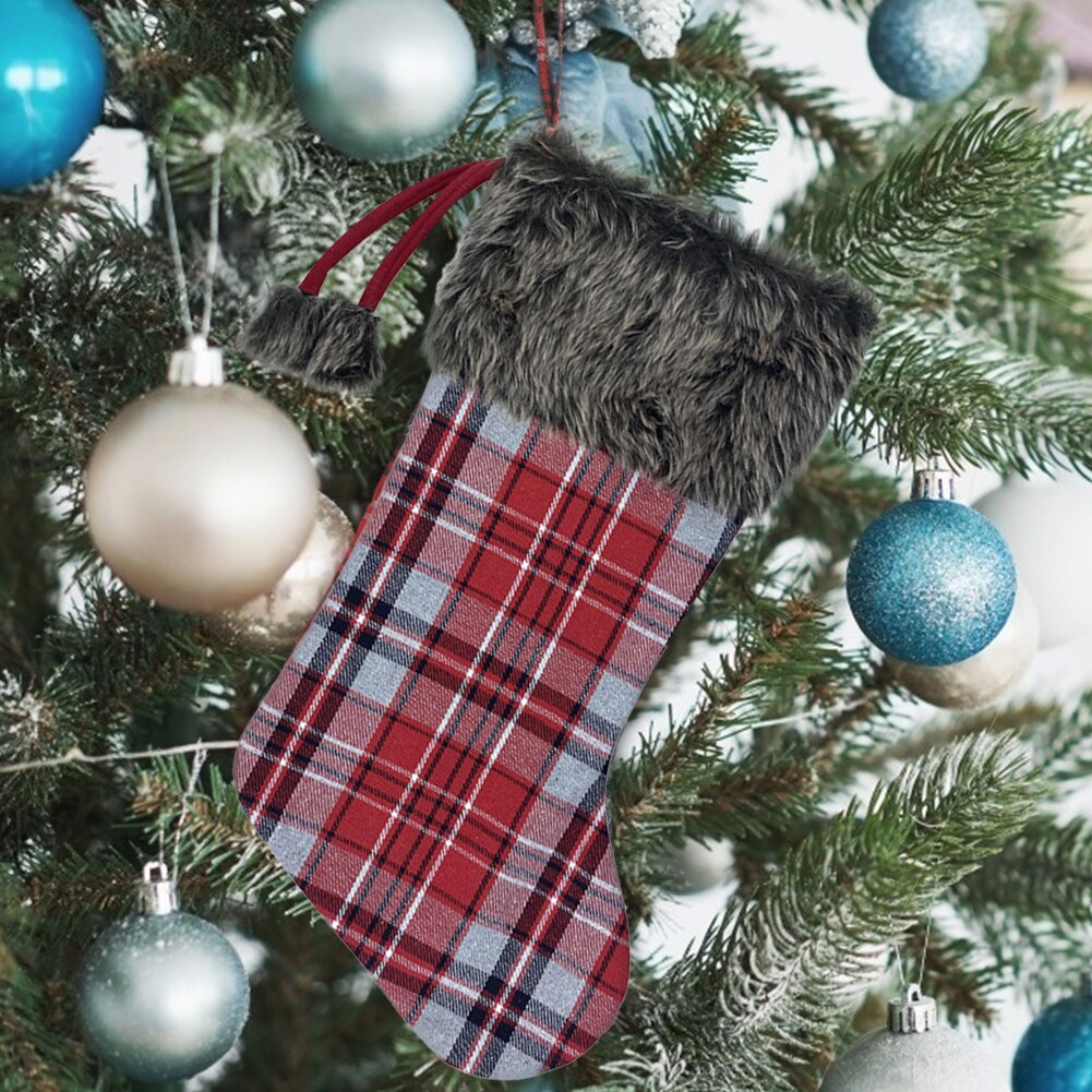 Kerst Kousen Voor Jaar Festival Plaid Bags Xmas Boom Sokken Kerstsok Snoep Zak Cadeau Voor Kids