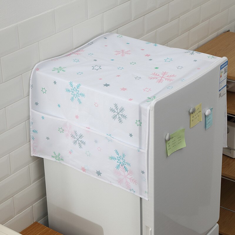 Køleskab dækker støvdæksel med lomme opbevaringspose vaskemaskine opbevaring organisator poser hængende pose: Snefnug