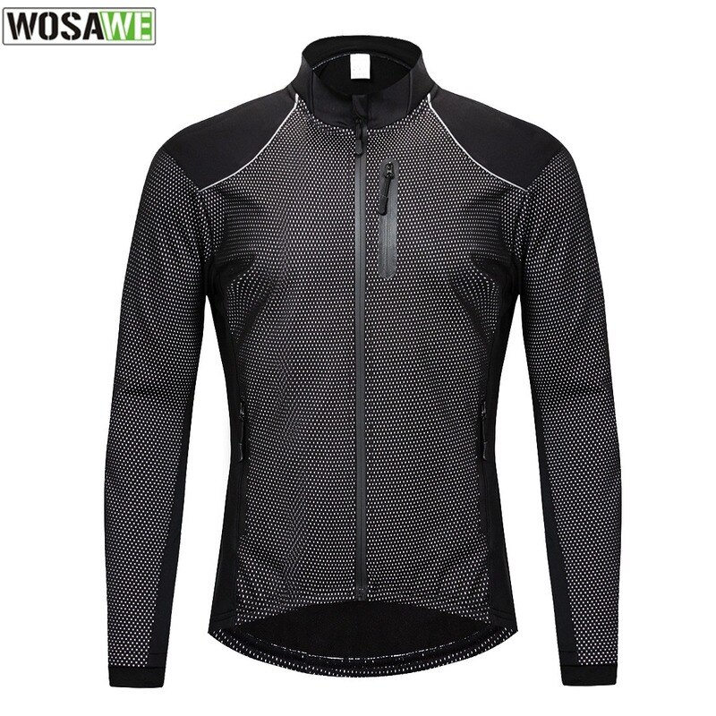 WOSAWE männer Radfahren Jacke Winter Reflektierende Thermische Warme Windstopper Jacke Wind Windjacke MTB Bike Fahrrad Zyklus Jacke