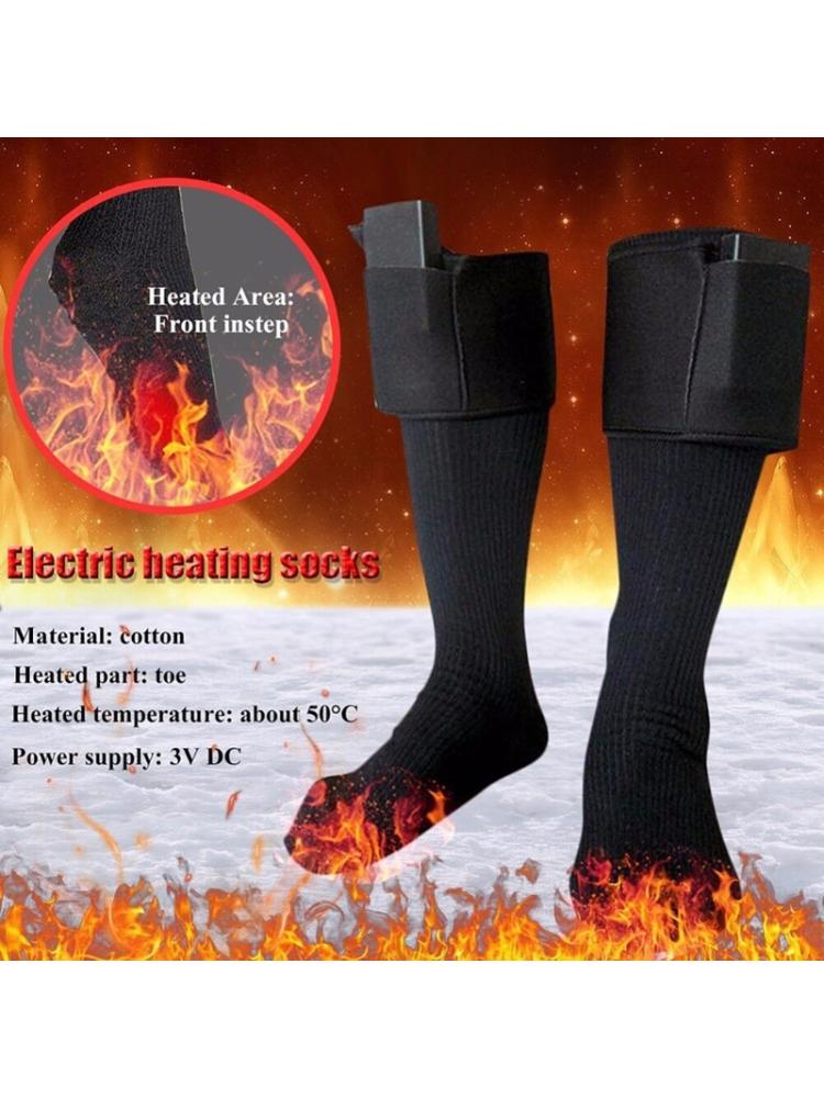Calcetines calefactores eléctricos para hombre y mujer, calcetines largos de algodón con calefacción, funciona con pilas, almacenamiento térmico