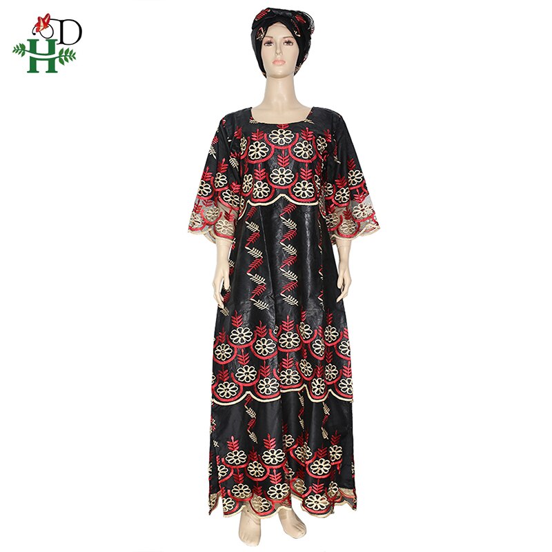 H & D Südafrika ankara Kleid africaine femme Traditionelle Afrikanische Kleider Frauen Plus Größe Lange Kleid Dashiki Bazin kleidung: Schwarz / XL
