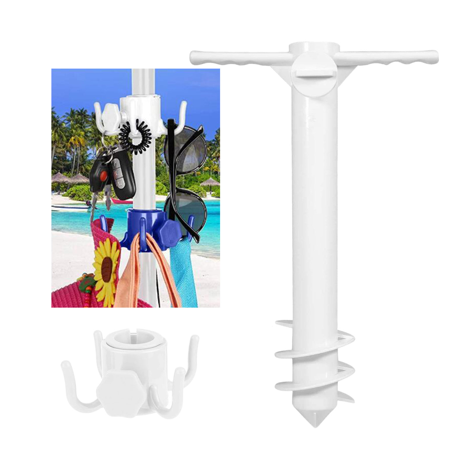 Anclaje de arena para sombrilla de playa, soporte de anclaje de arena con tornillo de en espiral, talla única para ARENA y viento resistente