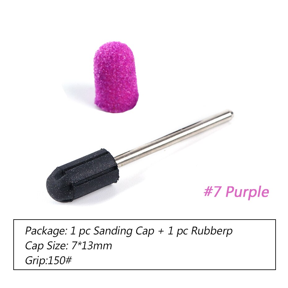 1pc taille mixte clou foret ensemble UV vernis nettoyage ongles limes 150 bandes de ponçage bloc casquettes électrique manucure Art outils BE725: No.7 Purple