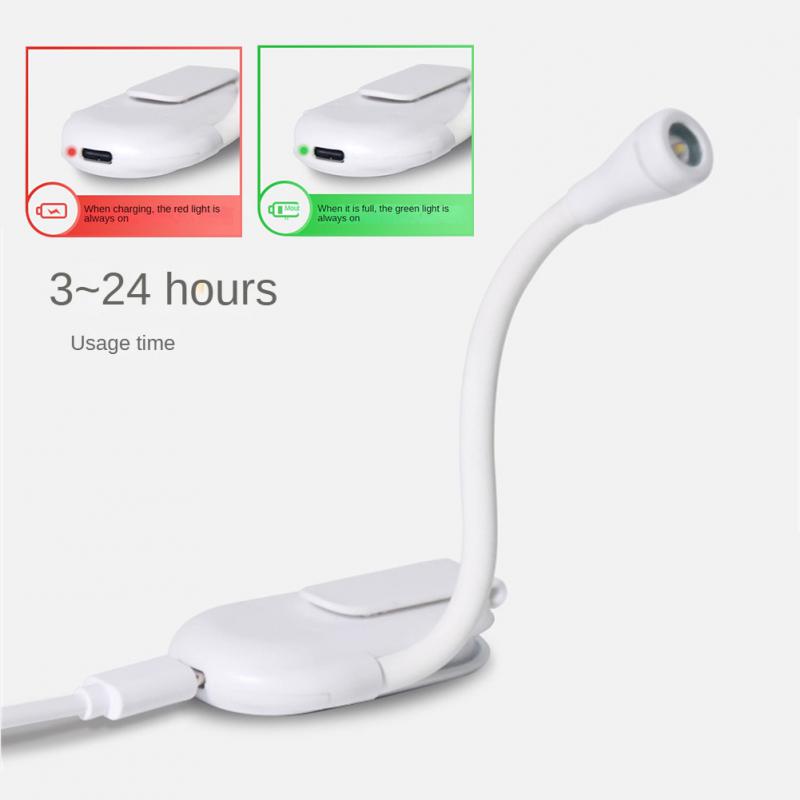 Book Light Mini LED Reading Light 3-Level Rechargeable Warm Cool White Flexible Easy Clip Lamp Read Night Reading