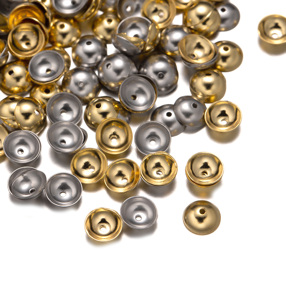 50 Stuks Roestvrijstalen Holle Kraal Eindkappen Spacers Voor Armband Ketting Sieraden Maken Componenten Diy Accessoires Wholsale