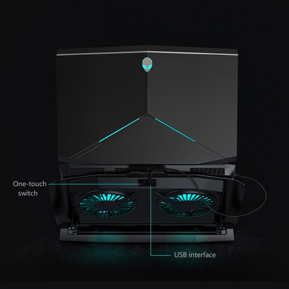 Fivetech Laptop Koeler Voor Macbook Air Pro Notebook Cooling Pad Met 2 Stille Ventilatoren Voor 13-17Inch Draagbare verstelbare Laptop Stand