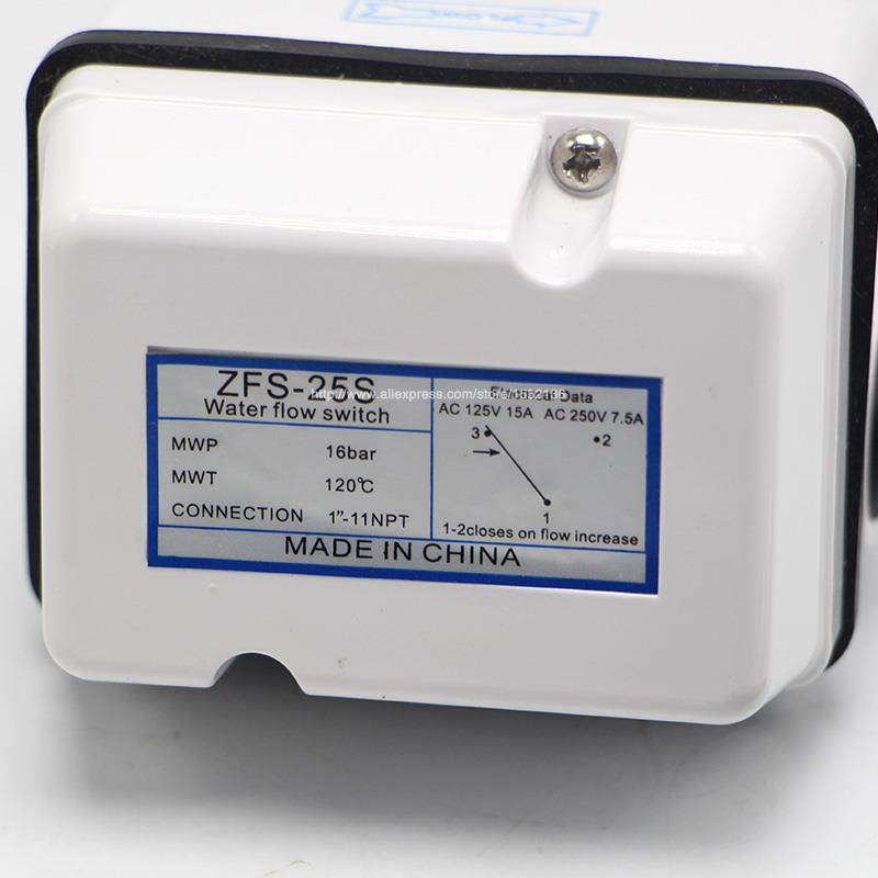 Water Flow Switch 1" Corrosion Resistance The Seal Type Stainless Steel Liquid Flow Control ZFS-25S 11NPT
