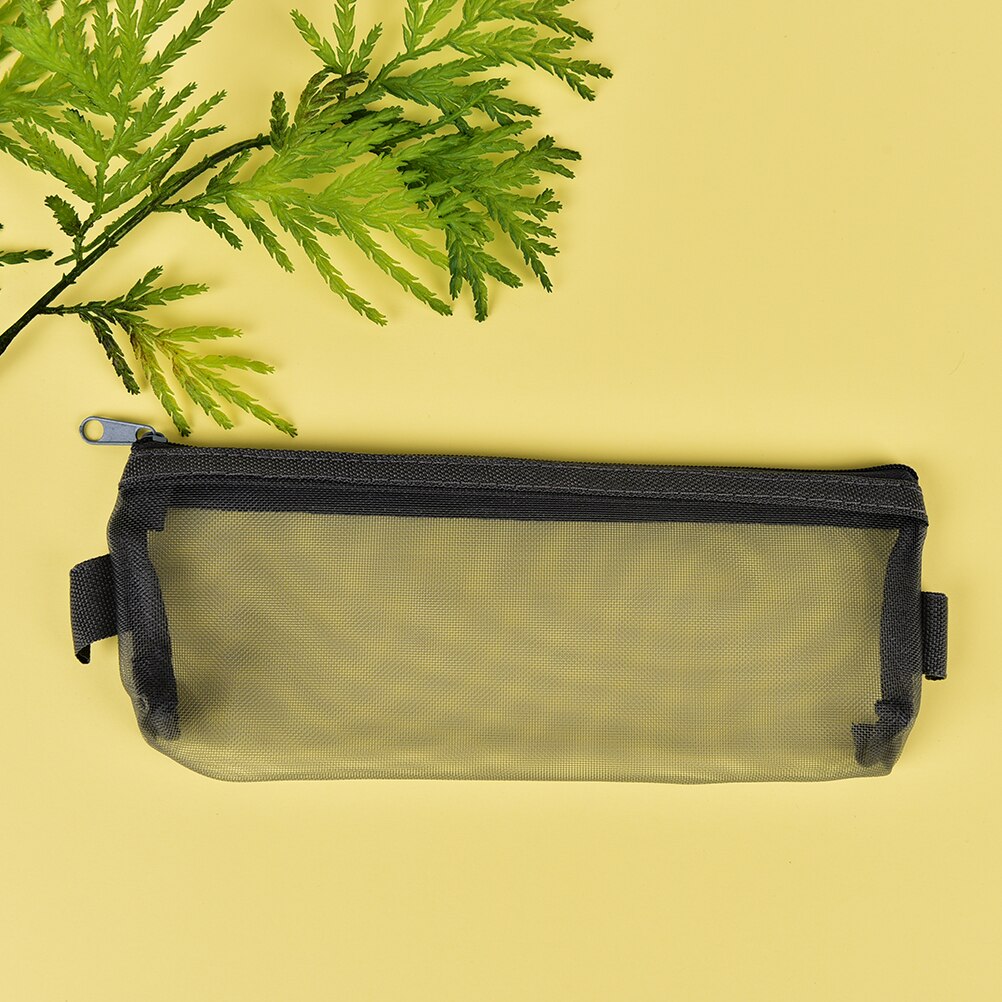 Net Yarn Transparent Pencil Case Lapices Bags Stationery Kit Students Zip File Bag School Supplies: SG