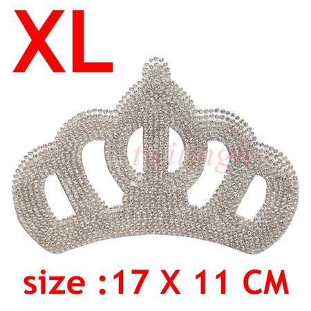 Rhinestone krone patch jern på pletter dronning krone krystal applikation til baby børn tøj diy tøj patches: Xl
