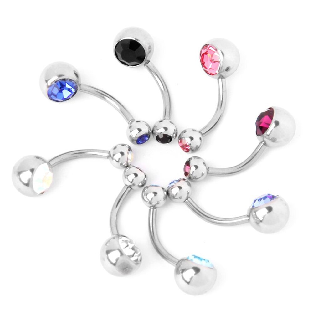8x Rhinestone Titanium body jewelry navel piercing